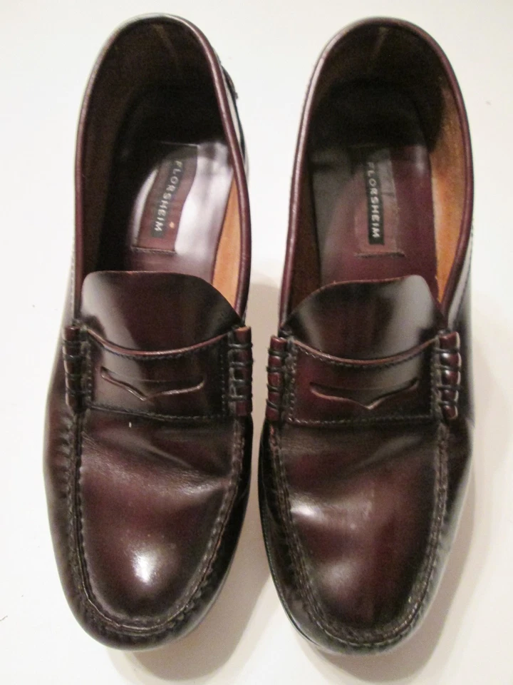 Florsheim Men's Penny Loafers Size 10.5D Maroon Moc Toe Pinched Leather R1 - Image 2 of 4