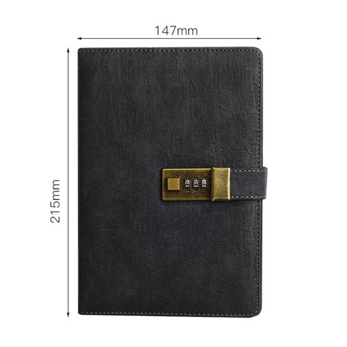 Vintage Notebook PU Covered Diary with 3-digit Lock Notepad Retro H9T7 - Picture 5 of 12