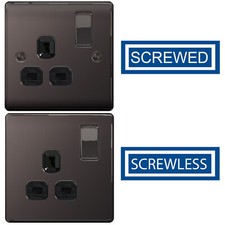 BG Black Nickel Switches & Sockets Full Range Screwed Or Screwless Flatplate