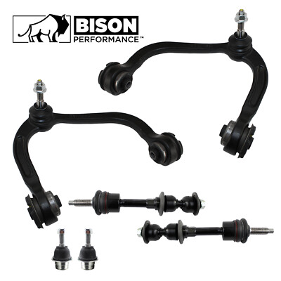 Bison Performance 6pc Front Upper Control Arms Sway Bar Links Kit For F-150 RWD