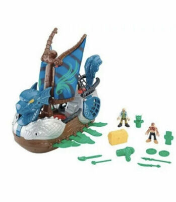 IMAGINEXT FISHER-PRICE Serpent Pirate Ship Viking Blue Figures