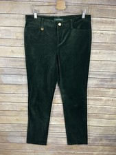 Lauren Ralph Lauren Size 8 Green Velour Pants Solid Velvet Pockets Career