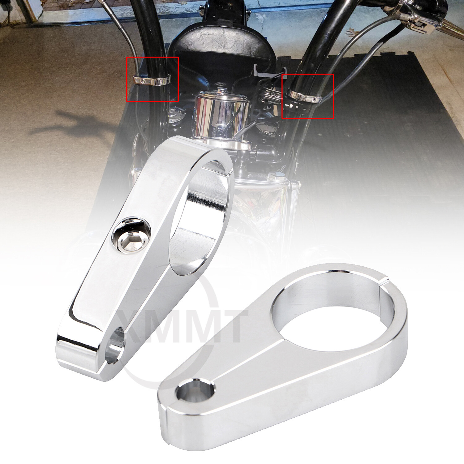 Chrome 1 1/4" Handlebar Brake Clutch Cable Clamps Fit for Harley Road