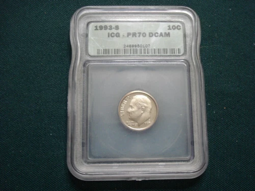 1993 S Roosevelt Silver Dime Proof Coin Vintage ICG PR70 DCAM