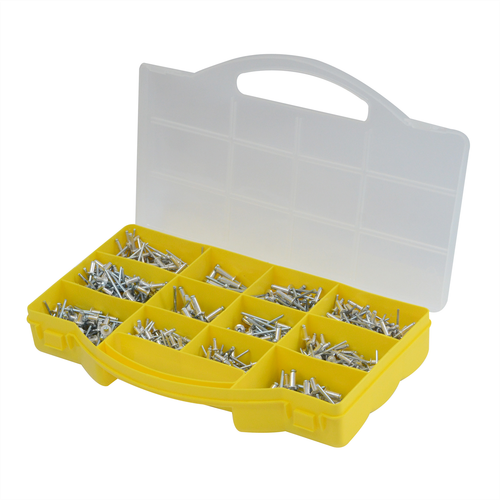 650x RIVET PACK ASSORTED BLIND POP RIVETS ALUMINIUM 3.24.8MM + STORAGE