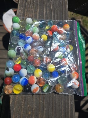 VTG Small Glass Marbles Mixed Lot 14 Ounces 