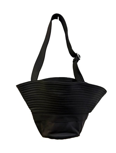 Maison Margiela MM6 Black Leather Quilted Drawstring Shoulder Bag