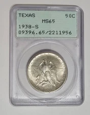 (LD) 1938-S Texas Commemorative 50C MS65 Rad