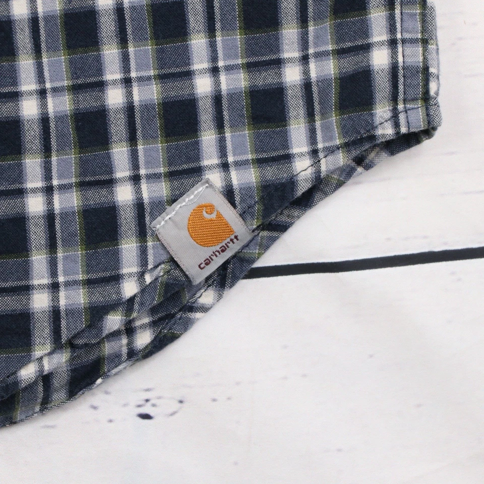 Carhartt Utility Check Shirt Mens M Relaxed Fit Blue Button Up Short Sleeve - Image 4 of 4