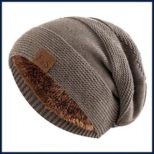 New Unisex Slouchy Winter Hats Add Fur Lined Men And Women Warm Beanie Cap