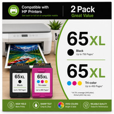For HP 65XL Ink Cartridge Combo for Deskjet 2622 2652 2655 3722 ENVY 5055 5052
