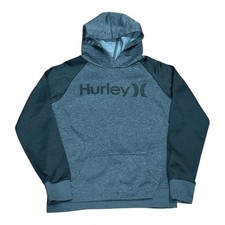 Hurley Hoodie Youth Large 14/16 Blue Gray H2O Dri Pullover Sweatshirt Boys