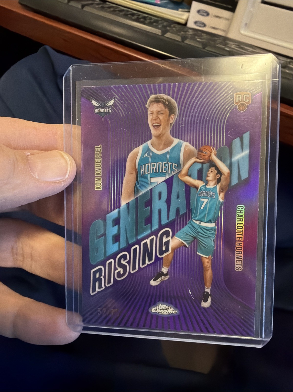 2025 Topps Chrome Basketball Kon Knueppel Generation Rising Purple Rc /75