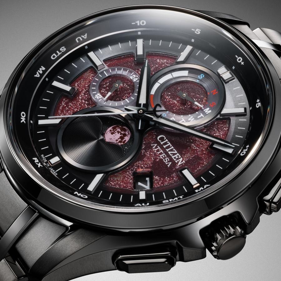 ロンサム　Citizen Eco-Drive ATTESA 黒赤 時計 CITIZEN ATTESA BY1005-73Z Shades of Red Eco Drive Titanium Men's