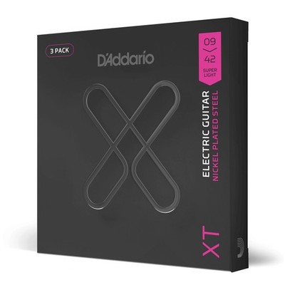 D'Addario XTE0942-3P XT Elektro Stahl vernickelt, superleicht, 09-42, 3 Sets