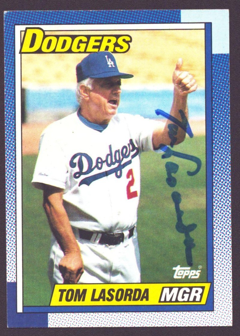TOM LaSORDA 1990 Topps #669 AUTOGRAPH Signed DODGERS AUTO HOF d.2021 TOMMY