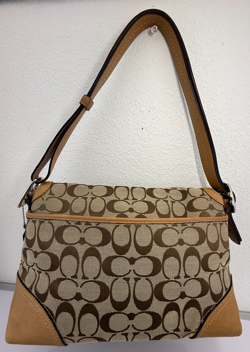 Coach K0867-F13066 Hamptons Turn lock Flap Brown Signature Leather