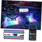  Car LED Strip Lights, Smart RGBIC Interior Car Lights with APP Control, 4 