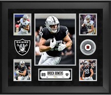 Brock Bowers Raiders Framed 20" x 24" 5-Photo Collage w/Piece GU Ball - LE 500