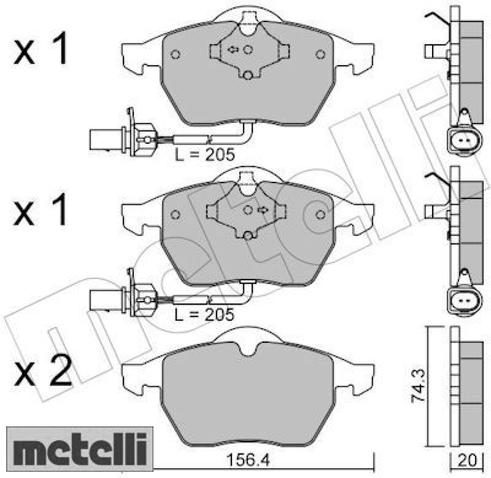 metelli 22-0181-3 Bremsbelagsatz für Scheibenbremse Bremsbelagsatz für Audi