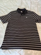 "Callaway" Polo Shirt Mens L Black White Gray Stripe Opti-Dri Short Sleeve