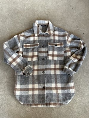 Fore Collection Plaid Wool Blend Shacket Flannel Shirt Jacket Oversized Small