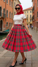 Royal Stewart Tartan 1950s Vintage Retro Rockabilly Circle Skirt  sizes 10-26