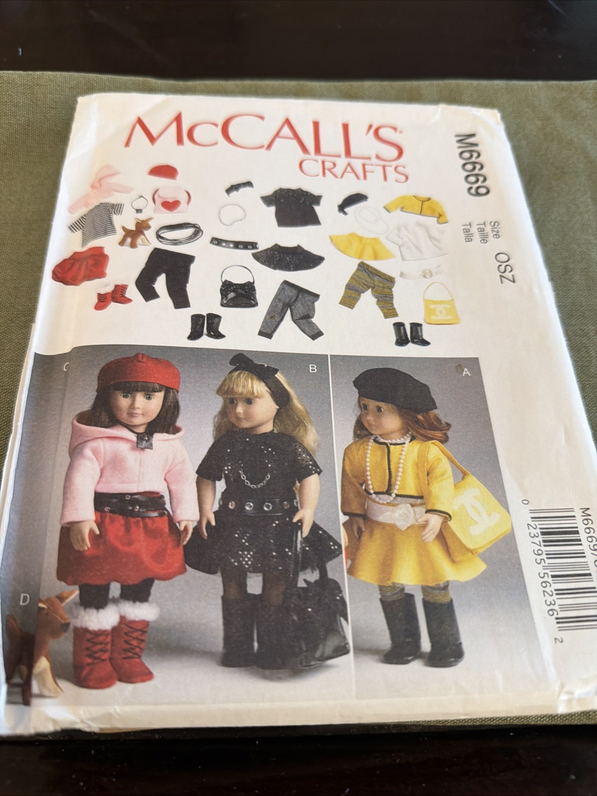 McCall's M6669 Pattern 18&rdquo; Doll Clothes Uncut Lettings