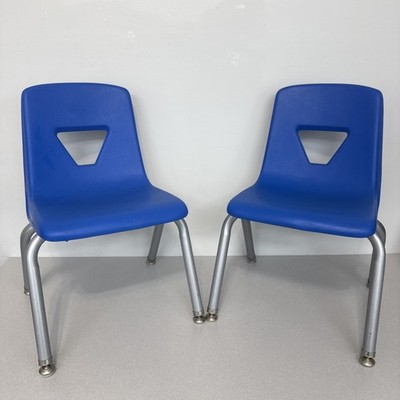 VTG Set of 2 Virco Hard Plastic 12” Childrens Blue Chairs Crafts