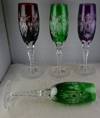 Four Ajka Marsala Champagne Flutes - Excellent Condition - Various Colors
