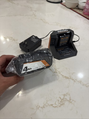 #ad #ad New Genuine Ridgid 4 Ah 18V Lithium ion Battery and Charger FREE SHIPPING $49.49