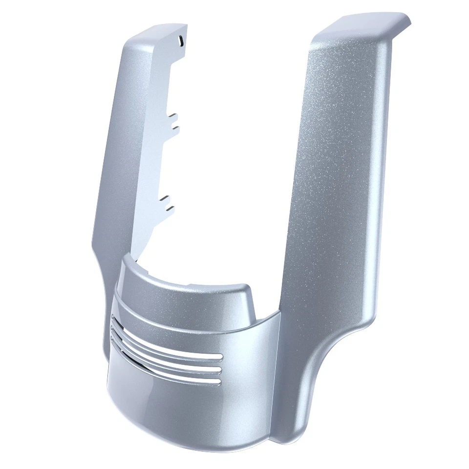 Atlas Silver Metallic Stretched Rear Fender Extension Dual Cutout For 09+ Harley - Image 3 of 4