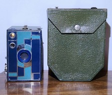 Kodak No. 2A Beau Brownie Art Deco Box Camera In BLUE/TEAL - Original Box Works