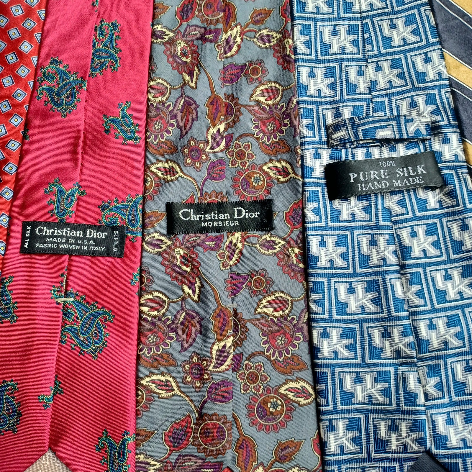 Vintage Designer Silk Tie Lot Dior Polo Oscar Hilfiger Classic Width 12pc thumbnail 10