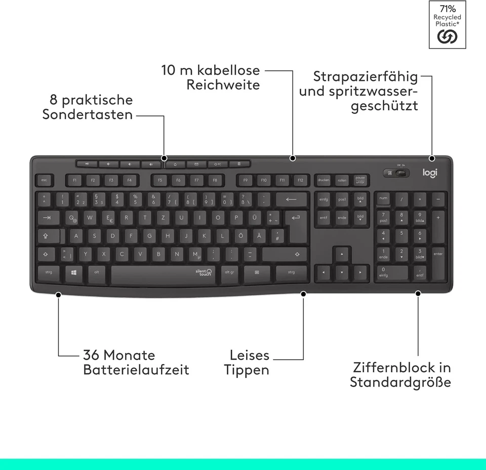Logitech MK295 Wireless Keyboard Mouse Set with SilentTouch Technology, Shortcu - Image 4 of 4