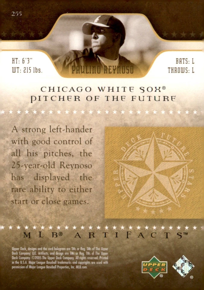 2005 Upper Deck Artifacts #255 Paulino Reynoso SN,RC Chicago White Sox #/799 - Image 2 of 2