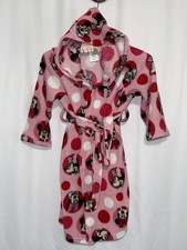 Disney Minnie Mouse S 6 Girl  s Long Sleeve Pink Hooded Plush Robe