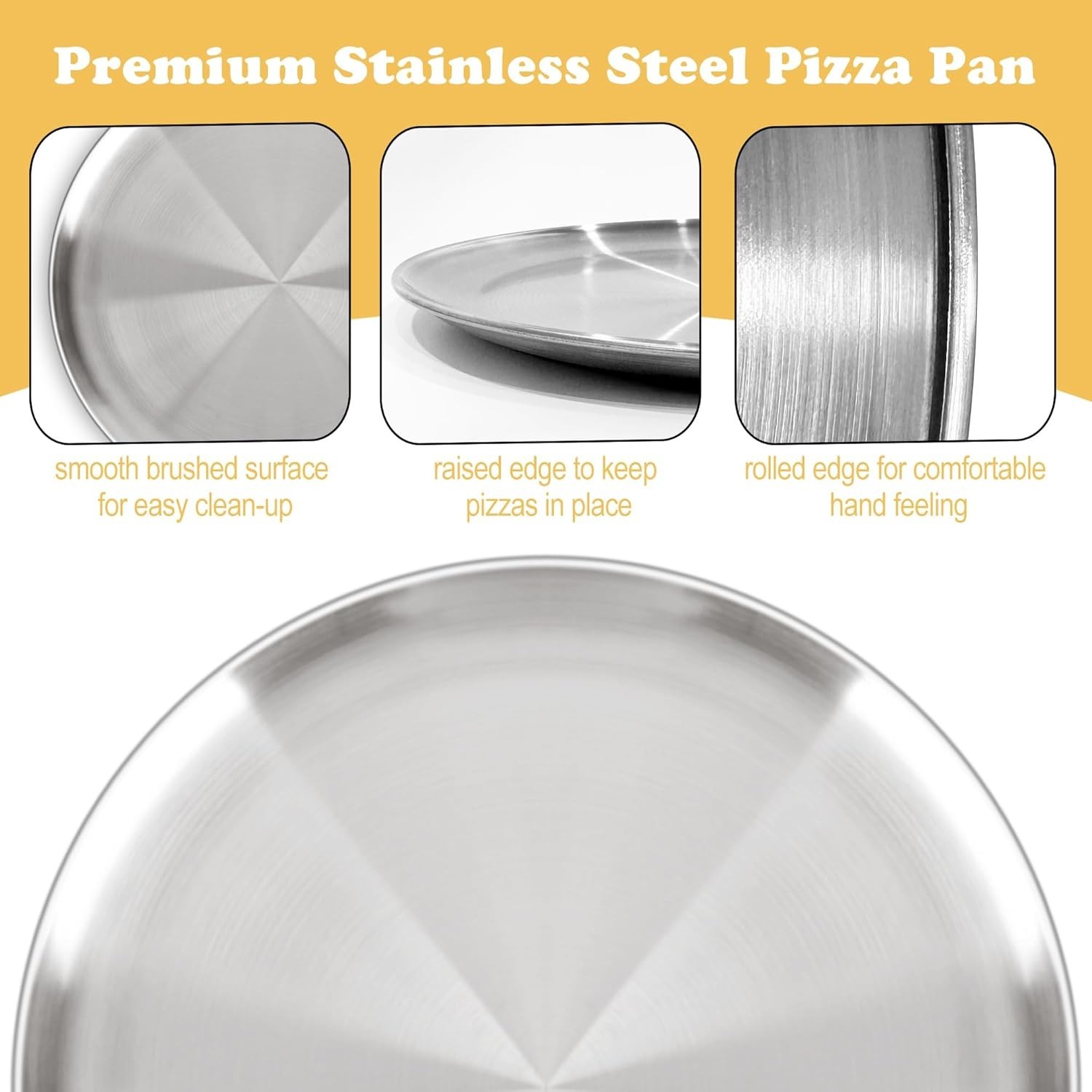 AWTBDP 13½ Inch Pizza Pan for Oven set of 2, Non-Stick Large Round Stainless ...