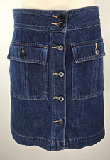 GAP 1969 Button Front Denim Skirt - Size 26 - Blue - Pockets - 100 Cotton