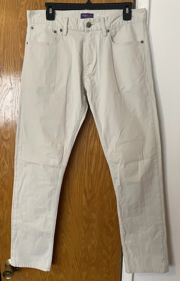 Pantalones Ralph Lauren Etiqueta Púrpura Para Hombre Calce Ajustado Blanco 31 x 30 Algodón Foto 3 de 4