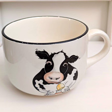 Large Vintage Arthur Wood Cow Cup Mug Big Soup Cartoon Good Condition 