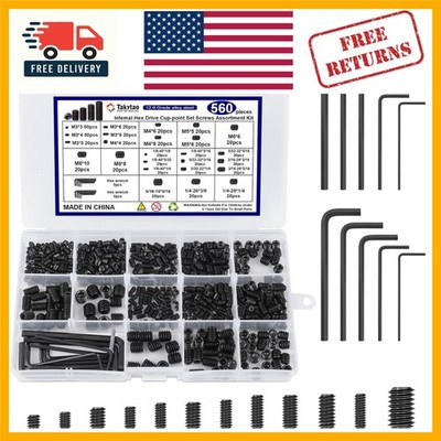 Professional-Grade 560PCS Alloy Steel Screw Assortment with Black Zinc Finish