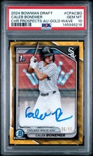 2024 BOWMAN DRAFT CHROME PROSPECT AUTOS GOLD WAVE CALEB BONEMER 30/50 PSA 10