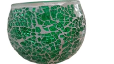 Handmade Green Mosaic Glass Candle Holder – Decorative Tealight Holder
