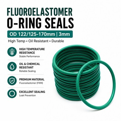 Fluoroelastomer O-Ring Seals OD 122/125-170mm | 3mm High Temp Oil Resistant