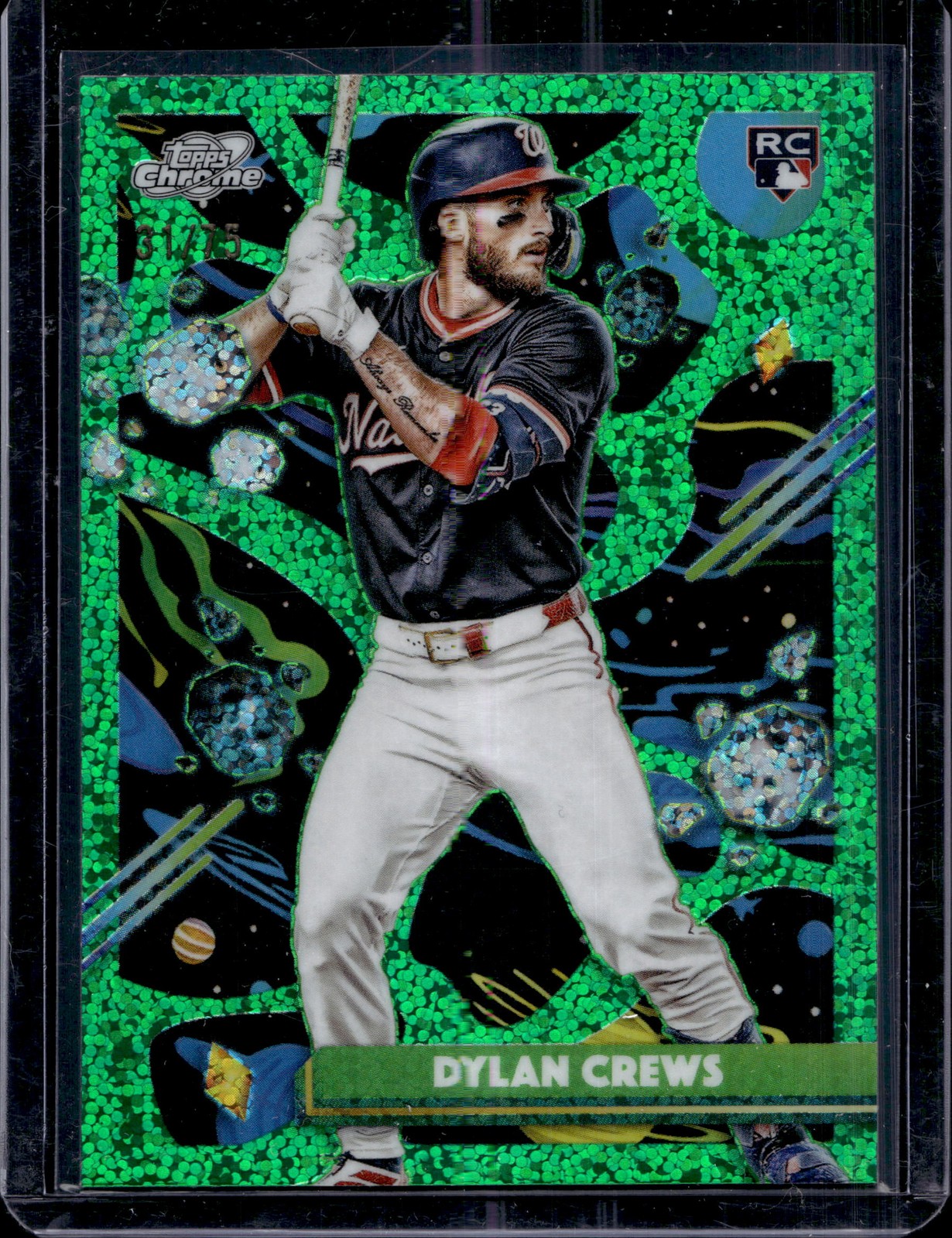 2025 Topps Chrome Cosmic #194 Dylan Crews Green Space Dust Refractor #/75