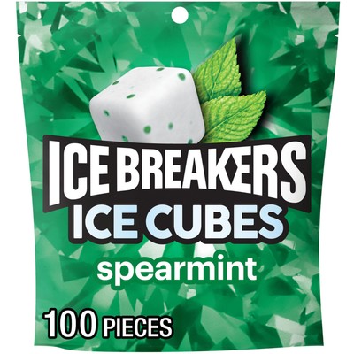 Ice Breakers Gum, Sugar Free Ice Cubes with Xylitol, Spearmint, 100 Piece Pouch