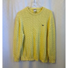 Lacoste Mens Cable Knit Sweater Yellow Cotton Crew Neck Pullover Size 8 XL XXL