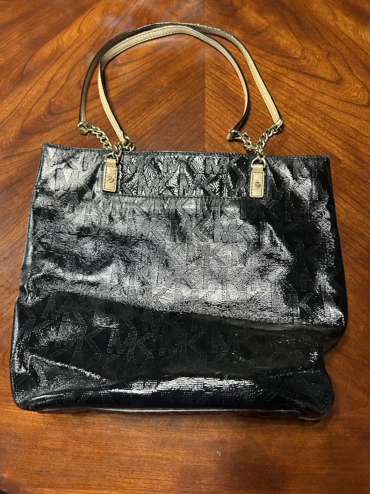 MICHAEL Michael Kors Black Glossy Tote with Silver Handles - Image 2 of 4