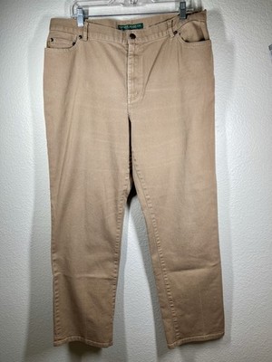 Lauren Ralph Lauren Jeans Co Pants Tan Khaki Jean Women's Size 14 Holiday Preppy